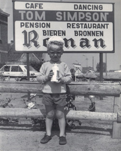Nigel with Jim (dad) at Tommy Simpsons cafe - circa 1969